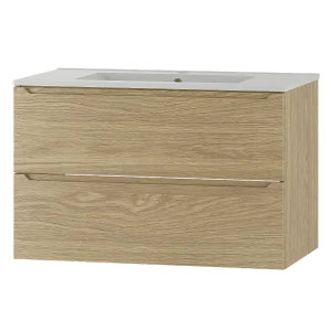Badkamerset 80 cm Kast met wastafel Eiken geolied Etna
