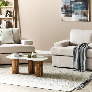 Fauteuil set van 2 stof lichtbeige ALLA Fauteuil set van 2 stof lichtbeige ALLA