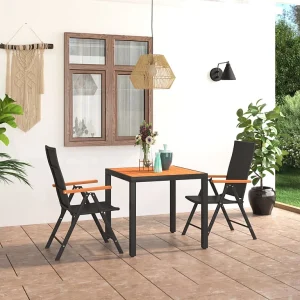 Garden Furniture – 3-delige Tuinset zwart en bruin Garden Furniture – 3-delige Tuinset zwart en bruin