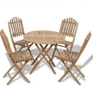 Garden Furniture – 5-delige Tuinset inklapbaar bamboe Garden Furniture – 5-delige Tuinset inklapbaar bamboe