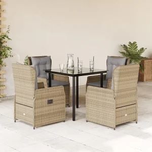 Garden Furniture – 5-delige Tuinset met kussens poly rattan beige Garden Furniture – 5-delige Tuinset met kussens poly rattan beige