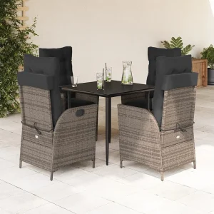 Garden Furniture – 5-delige Tuinset met kussens poly rattan grijs Garden Furniture – 5-delige Tuinset met kussens poly rattan grijs