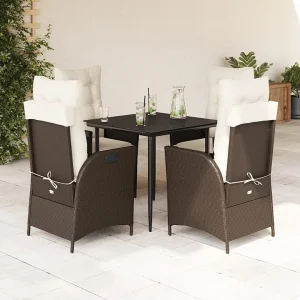 Garden Furniture – 5-delige Tuinset met kussens poly rattan bruin Garden Furniture – 5-delige Tuinset met kussens poly rattan bruin