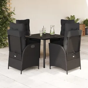Garden Furniture – 5-delige Tuinset met kussens poly rattan zwart Garden Furniture – 5-delige Tuinset met kussens poly rattan zwart