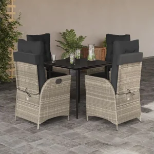 Garden Furniture – 5-delige Tuinset met kussens poly rattan lichtgrijs Garden Furniture – 5-delige Tuinset met kussens poly rattan lichtgrijs