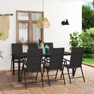Garden Furniture – 7-delige Tuinset zwart Garden Furniture – 7-delige Tuinset zwart