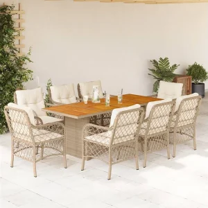 Fort Bragg 9-delige Tuinset met kussens poly rattan beige Fort Bragg 9-delige Tuinset met kussens poly rattan beige