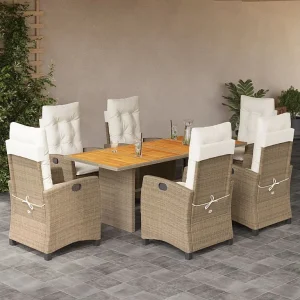 Frances 7-delige Tuinset met kussens poly rattan beige Frances 7-delige Tuinset met kussens poly rattan beige