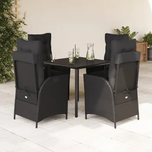 Garden Furniture – 5-delige Tuinset met kussens poly rattan zwart Garden Furniture – 5-delige Tuinset met kussens poly rattan zwart