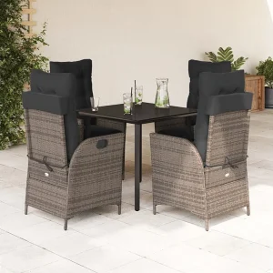Garden Furniture – 5-delige Tuinset met kussens poly rattan grijs Garden Furniture – 5-delige Tuinset met kussens poly rattan grijs