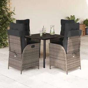 Garden Furniture – 5-delige Tuinset met kussens poly rattan grijs Garden Furniture – 5-delige Tuinset met kussens poly rattan grijs