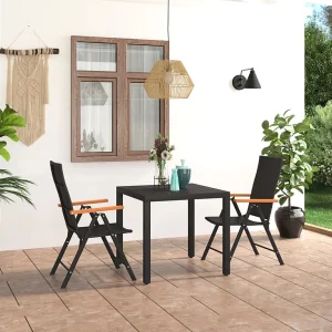 Garden Furniture – 3-delige Tuinset zwart en bruin Garden Furniture – 3-delige Tuinset zwart en bruin