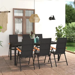 Garden Furniture – 7-delige Tuinset zwart en bruin Garden Furniture – 7-delige Tuinset zwart en bruin