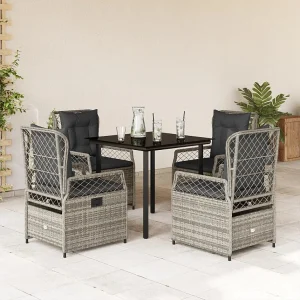 Garden Furniture – 5-delige Tuinset met kussens poly rattan grijs Garden Furniture – 5-delige Tuinset met kussens poly rattan grijs