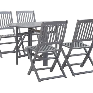 Garden Furniture – 5-delige Tuinset massief acaciahout grijs Garden Furniture – 5-delige Tuinset massief acaciahout grijs
