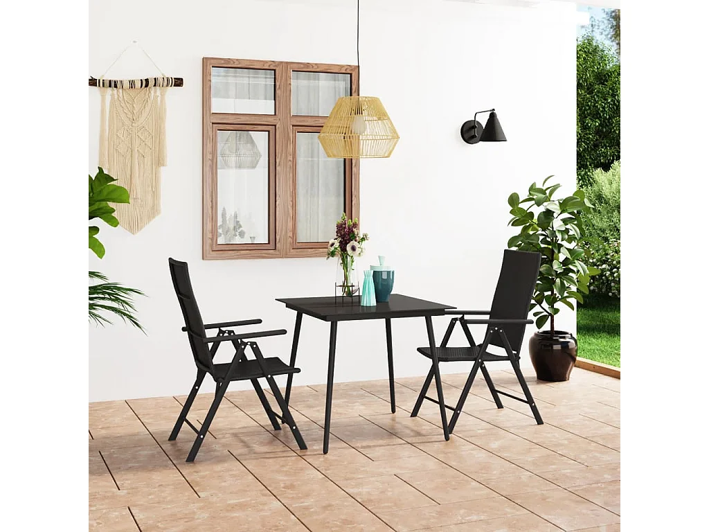 Garden Furniture - 3-delige Tuinset zwart