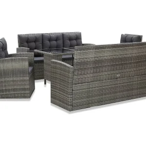 Garden Furniture – 5-delige Tuinset met kussens poly rattan grijs Garden Furniture – 5-delige Tuinset met kussens poly rattan grijs