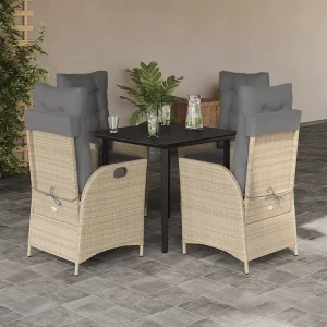 Garden Furniture – 5-delige Tuinset met kussens poly rattan beige Garden Furniture – 5-delige Tuinset met kussens poly rattan beige
