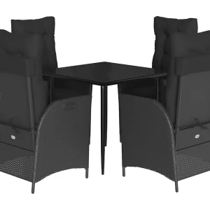 Garden Furniture – 5-delige Tuinset met kussens poly rattan zwart Garden Furniture – 5-delige Tuinset met kussens poly rattan zwart