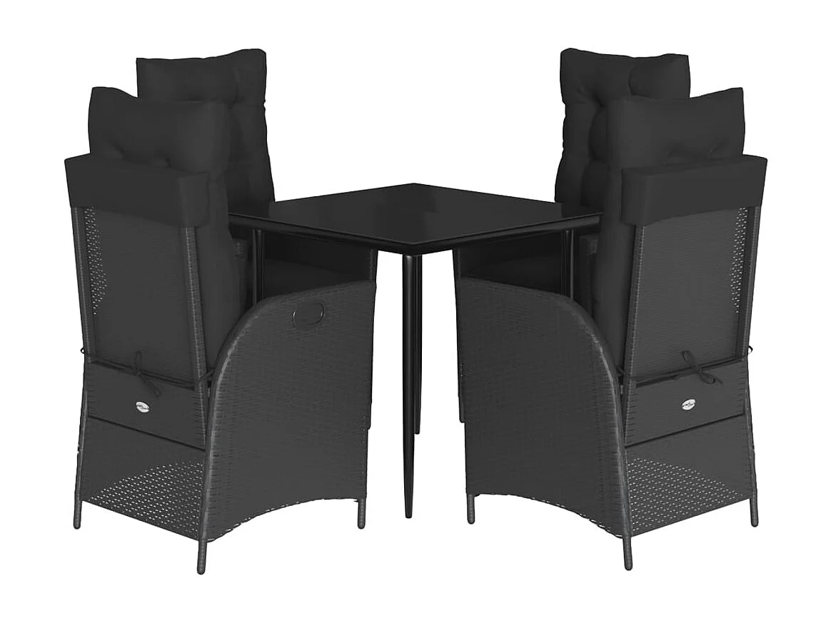 Garden Furniture - 5-delige Tuinset met kussens poly rattan zwart