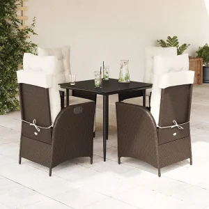 Garden Furniture – 5-delige Tuinset met kussens poly rattan bruin Garden Furniture – 5-delige Tuinset met kussens poly rattan bruin
