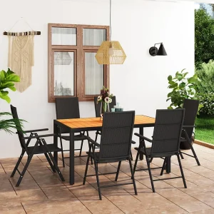 Garden Furniture – 7-delige Tuinset zwart en bruin Garden Furniture – 7-delige Tuinset zwart en bruin