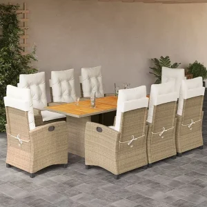 Frances 9-delige Tuinset met kussens poly rattan beige Frances 9-delige Tuinset met kussens poly rattan beige