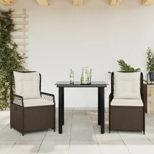 Garden Furniture – 3-delige Tuinset met kussens poly rattan bruin Garden Furniture – 3-delige Tuinset met kussens poly rattan bruin