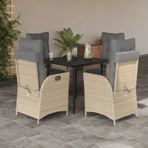 Garden Furniture – 5-delige Tuinset met kussens poly rattan beige Garden Furniture – 5-delige Tuinset met kussens poly rattan beige