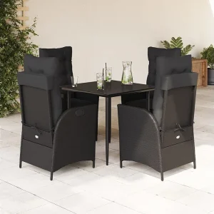 Garden Furniture – 5-delige Tuinset met kussens poly rattan zwart Garden Furniture – 5-delige Tuinset met kussens poly rattan zwart