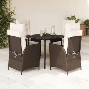 Garden Furniture – 5-delige Tuinset met kussens poly rattan bruin Garden Furniture – 5-delige Tuinset met kussens poly rattan bruin