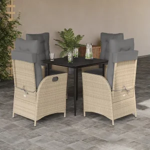 Garden Furniture – 5-delige Tuinset met kussens poly rattan beige Garden Furniture – 5-delige Tuinset met kussens poly rattan beige