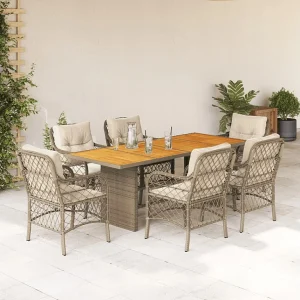 Fort Bragg 7-delige Tuinset met kussens poly rattan beige Fort Bragg 7-delige Tuinset met kussens poly rattan beige