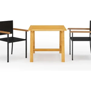 Garden Furniture –  3-delige Tuinset zwart