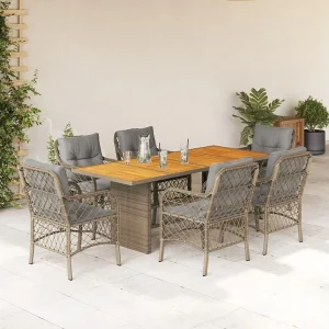 Fort Bragg 7-delige Tuinset met kussens poly rattan gemengd beige Fort Bragg 7-delige Tuinset met kussens poly rattan gemengd beige