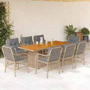 Fort Bragg 9-delige Tuinset met kussens poly rattan gemengd beige Fort Bragg 9-delige Tuinset met kussens poly rattan gemengd beige