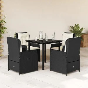 Garden Furniture – 5-delige Tuinset met kussens poly rattan zwart Garden Furniture – 5-delige Tuinset met kussens poly rattan zwart