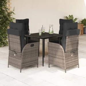 Garden Furniture – 5-delige Tuinset met kussens poly rattan grijs Garden Furniture – 5-delige Tuinset met kussens poly rattan grijs