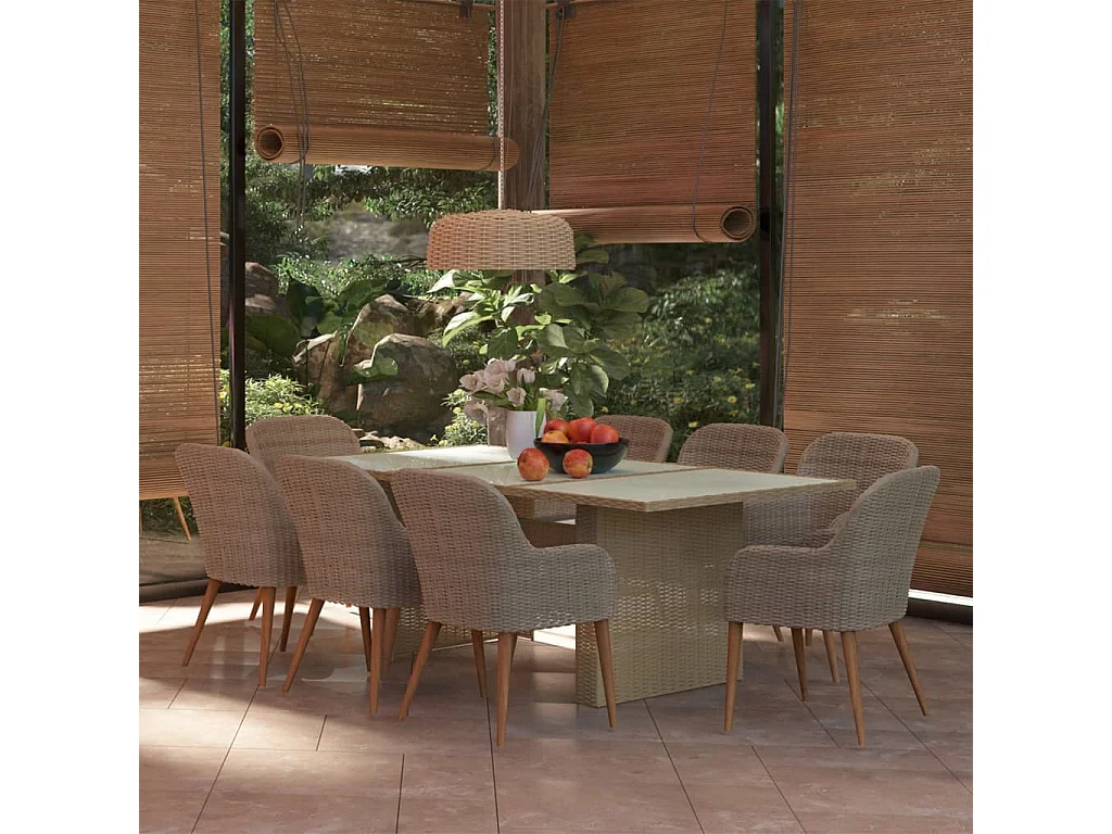 Garden Furniture - 9-delige Tuinset poly rattan bruin