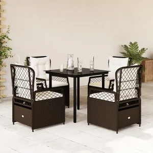 Garden Furniture – 5-delige Tuinset met kussens poly rattan bruin Garden Furniture – 5-delige Tuinset met kussens poly rattan bruin