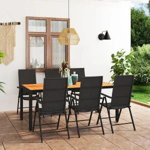Garden Furniture – 7-delige Tuinset zwart en bruin Garden Furniture – 7-delige Tuinset zwart en bruin