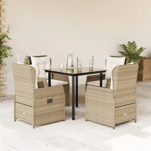 Garden Furniture – 5-delige Tuinset met kussens poly rattan beige Garden Furniture – 5-delige Tuinset met kussens poly rattan beige