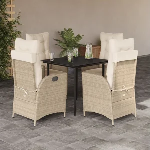 Garden Furniture – 5-delige Tuinset met kussens poly rattan beige Garden Furniture – 5-delige Tuinset met kussens poly rattan beige
