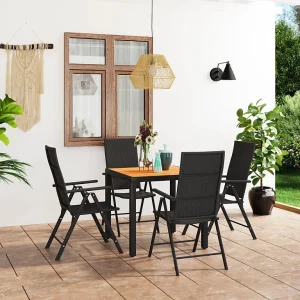Garden Furniture – 5-delige Tuinset zwart en bruin Garden Furniture – 5-delige Tuinset zwart en bruin