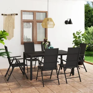 Garden Furniture – 7-delige Tuinset zwart Garden Furniture – 7-delige Tuinset zwart