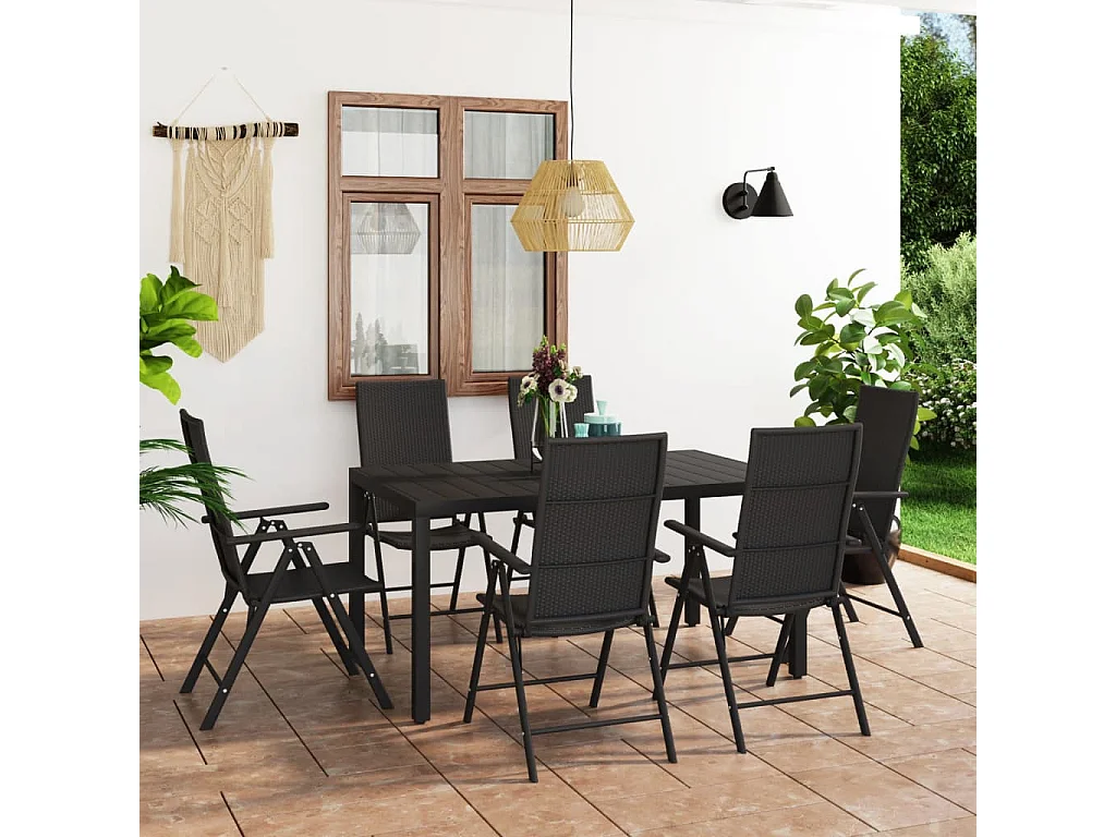 Garden Furniture - 7-delige Tuinset zwart