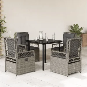 Garden Furniture – 5-delige Tuinset met kussens poly rattan lichtgrijs Garden Furniture – 5-delige Tuinset met kussens poly rattan lichtgrijs