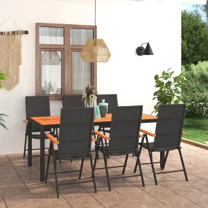 Garden Furniture – 7-delige Tuinset zwart en bruin Garden Furniture – 7-delige Tuinset zwart en bruin
