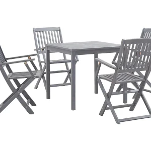 Garden Furniture – 5-delige Tuinset massief acaciahout grijs Garden Furniture – 5-delige Tuinset massief acaciahout grijs