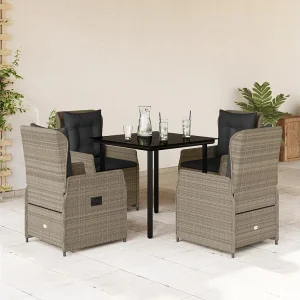 Garden Furniture – 5-delige Tuinset met kussens poly rattan lichtgrijs Garden Furniture – 5-delige Tuinset met kussens poly rattan lichtgrijs